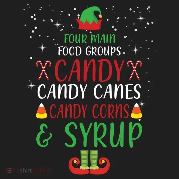 Four Main Food Groups Candy Canes Candy Corns Syrup Elf Women's Sweatshirt