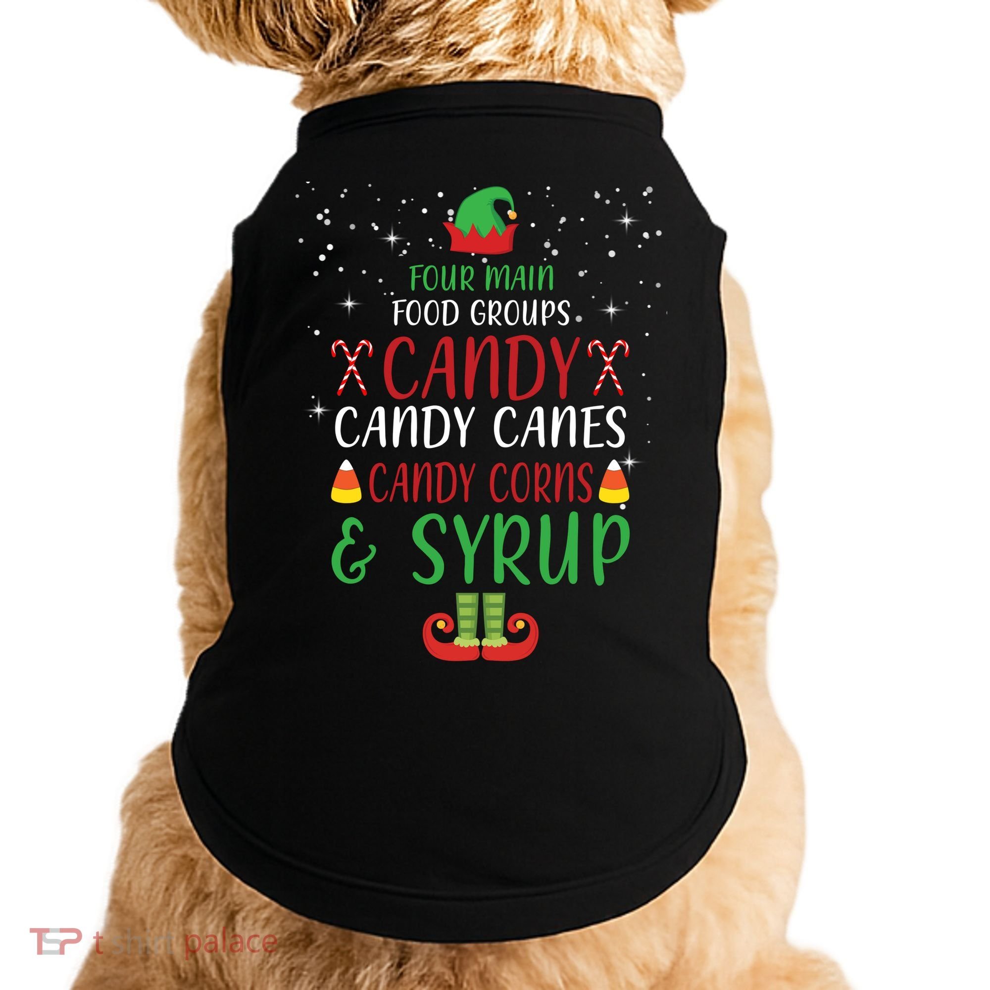 Four Main Food Groups Candy Canes Candy Corns Syrup Elf Doggie Tank