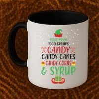 Four Main Food Groups Candy Canes Candy Corns Syrup Elf Coffee Mug thumb 2