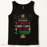 Four Main Food Groups Candy Canes Candy Corns Syrup Elf Tank Top thumb 2