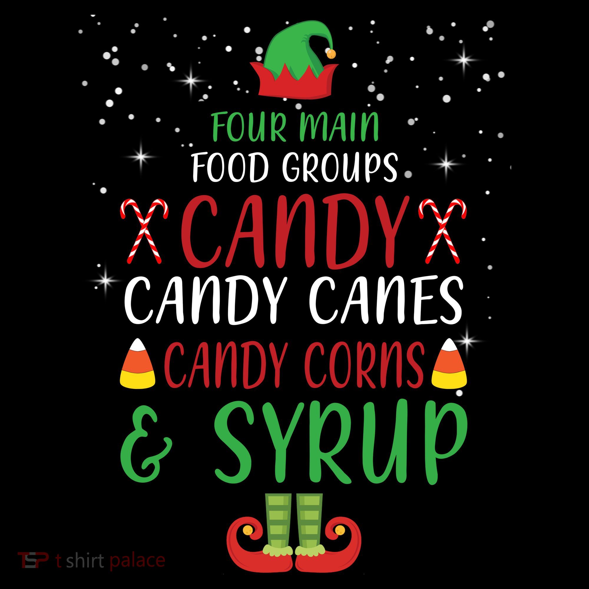 Four Main Food Groups Candy Canes Candy Corns Syrup Elf Visor