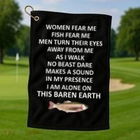 Fear Me Fish Fear Me Turn Their Eyes Away From Me Golf Towel thumb 1