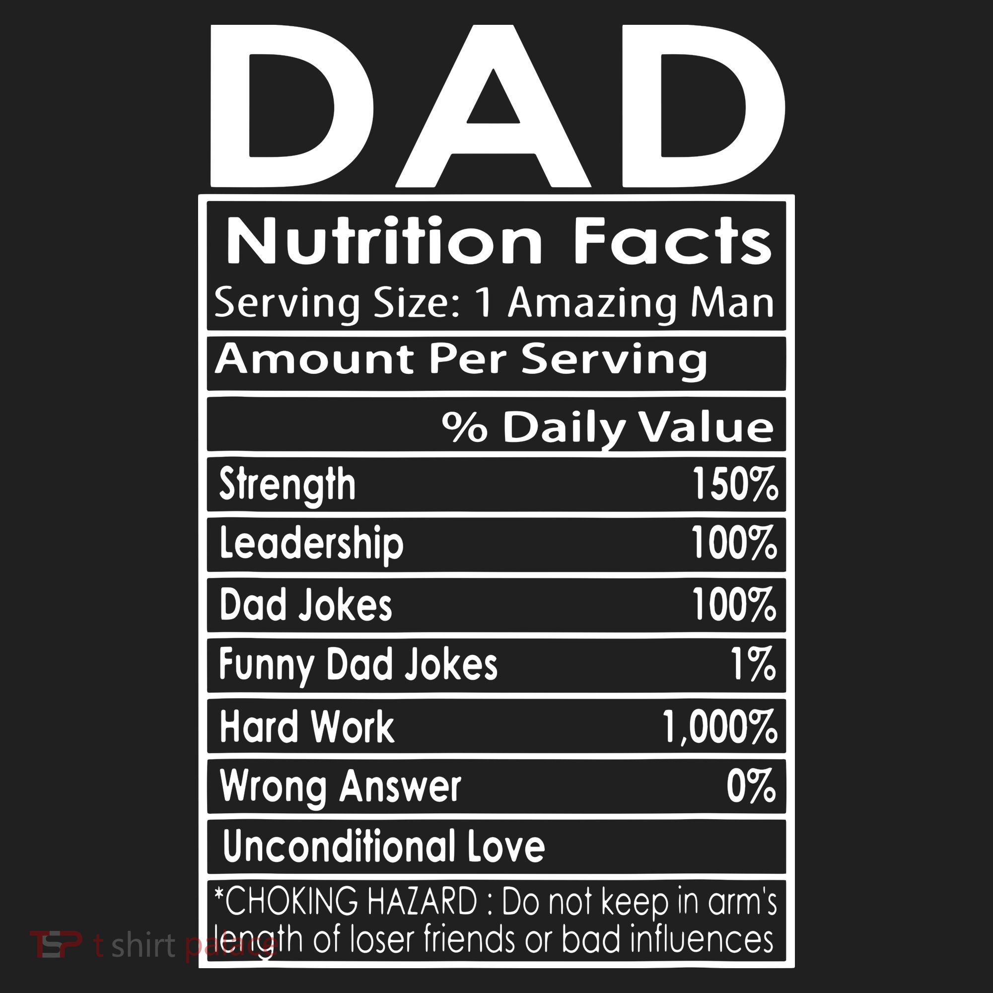 Funny Men's Father's Day Dad Nutrition Facts Gift Hat