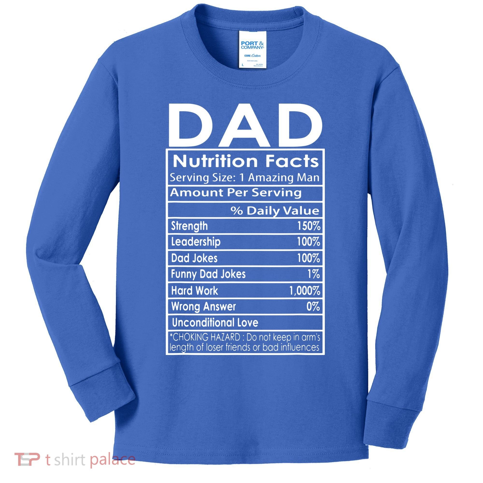 Funny Men's Father's Day Dad Nutrition Facts Gift Kids Long Sleeve Shirt