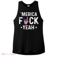 Funny Merica Fuck Yeah 4th Of July Ladies PosiCharge Tri-Blend Wicking Tank thumb 0
