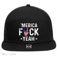Funny Merica Fuck Yeah 4th Of July 7 Panel Mesh Trucker Snapback Hat thumb 0