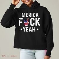 Funny Merica Fuck Yeah 4th Of July Ladies Heavyweight Boxy Pullover Hoodie thumb 0