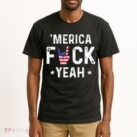 Funny Merica Fuck Yeah 4th Of July Tall T-Shirt thumb 2