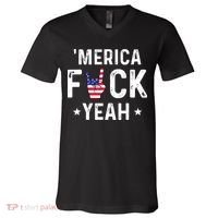 Funny Merica Fuck Yeah 4th Of July V-Neck T-Shirt thumb 0