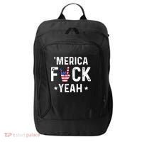 Funny Merica Fuck Yeah 4th Of July City Backpack thumb 0