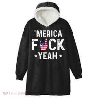 Funny Merica Fuck Yeah 4th Of July Hooded Wearable Blanket thumb 0