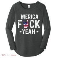Funny Merica Fuck Yeah 4th Of July Women's Perfect Tri Tunic Long Sleeve Shirt thumb 0