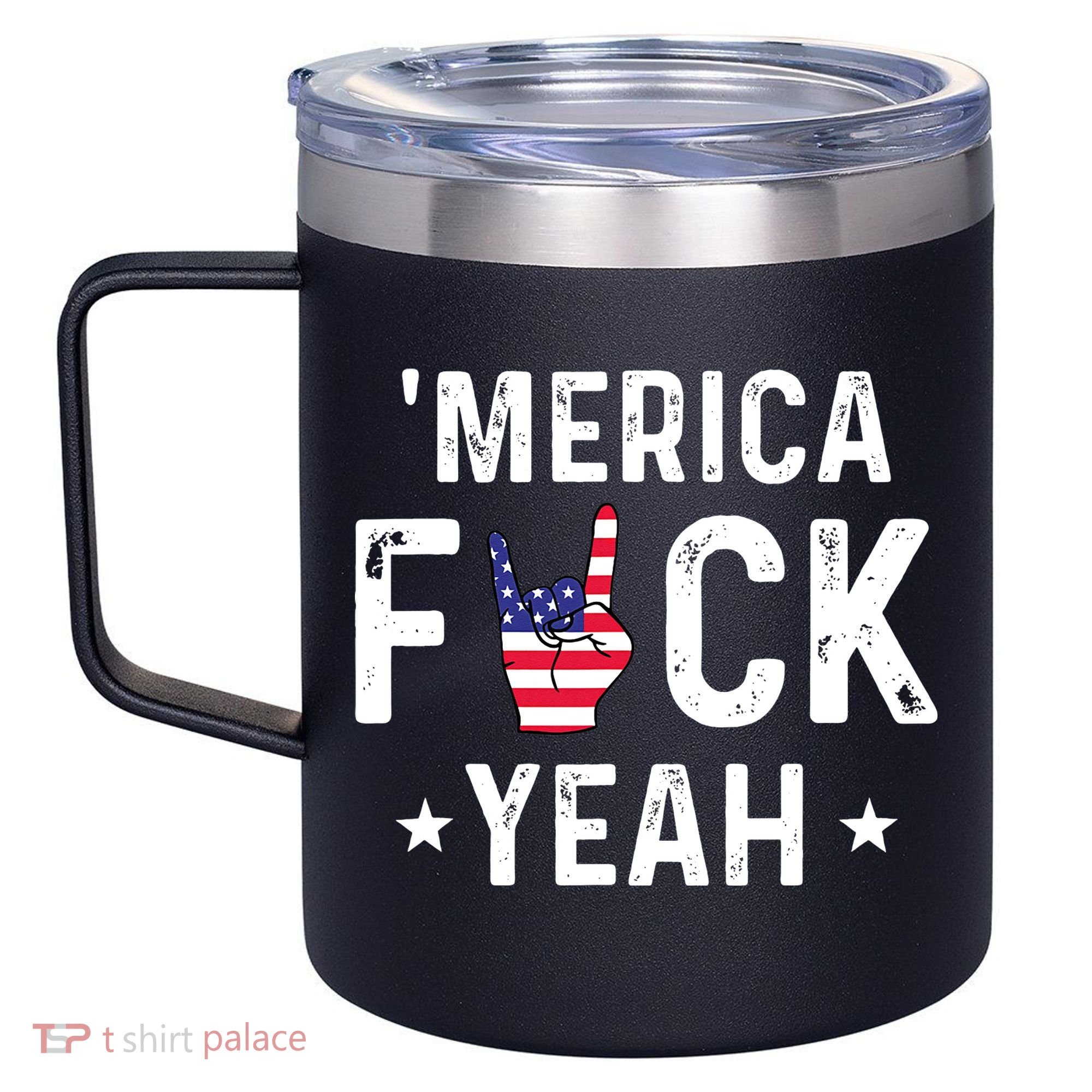 Funny Merica Fuck Yeah 4th Of July 12oz Stainless Steel Coffee Mug