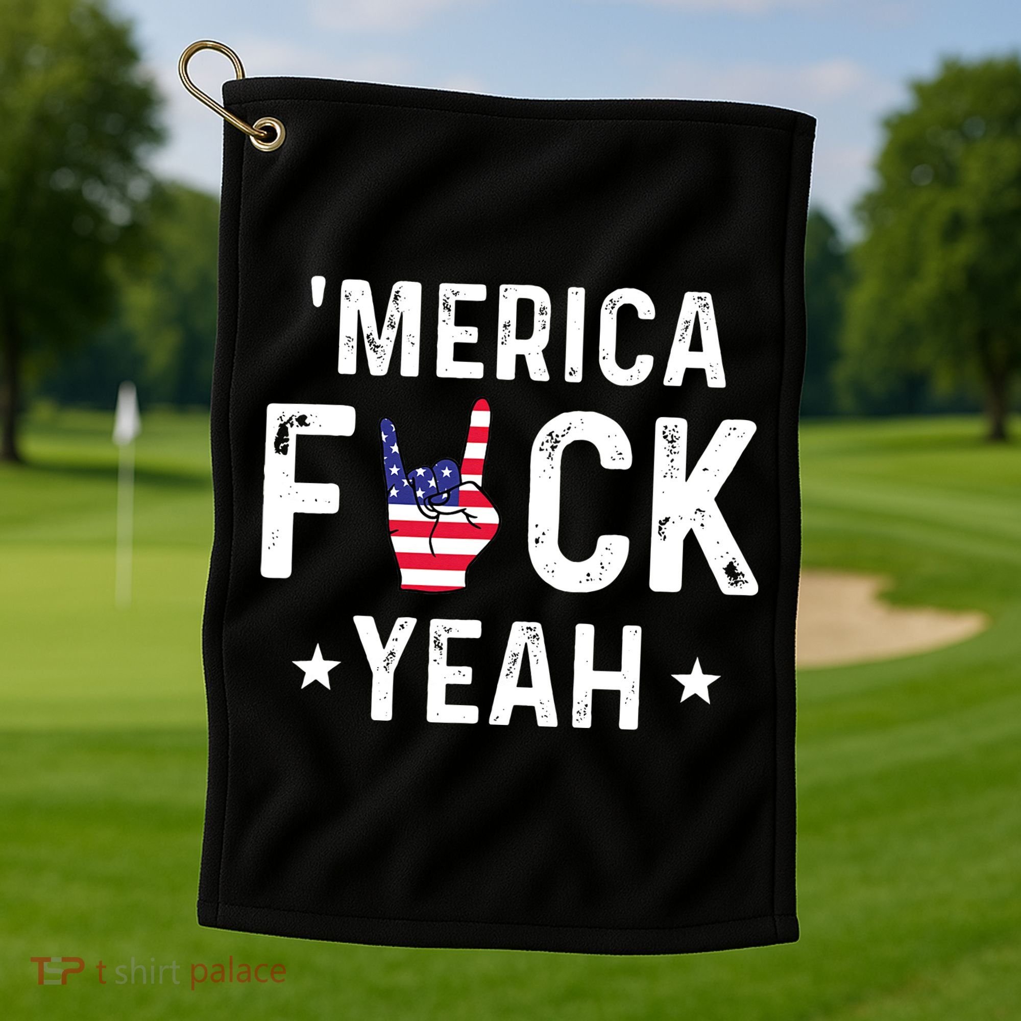 Funny Merica Fuck Yeah 4th Of July Golf Towel