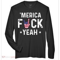 Funny Merica Fuck Yeah 4th Of July Zone Performance Long-Sleeve T-Shirt thumb 0