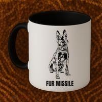 Fur Missile Funny Black Belgian Malinois Dog Coffee Mug thumb 2
