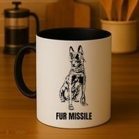 Fur Missile Funny Black Belgian Malinois Dog Coffee Mug thumb 4