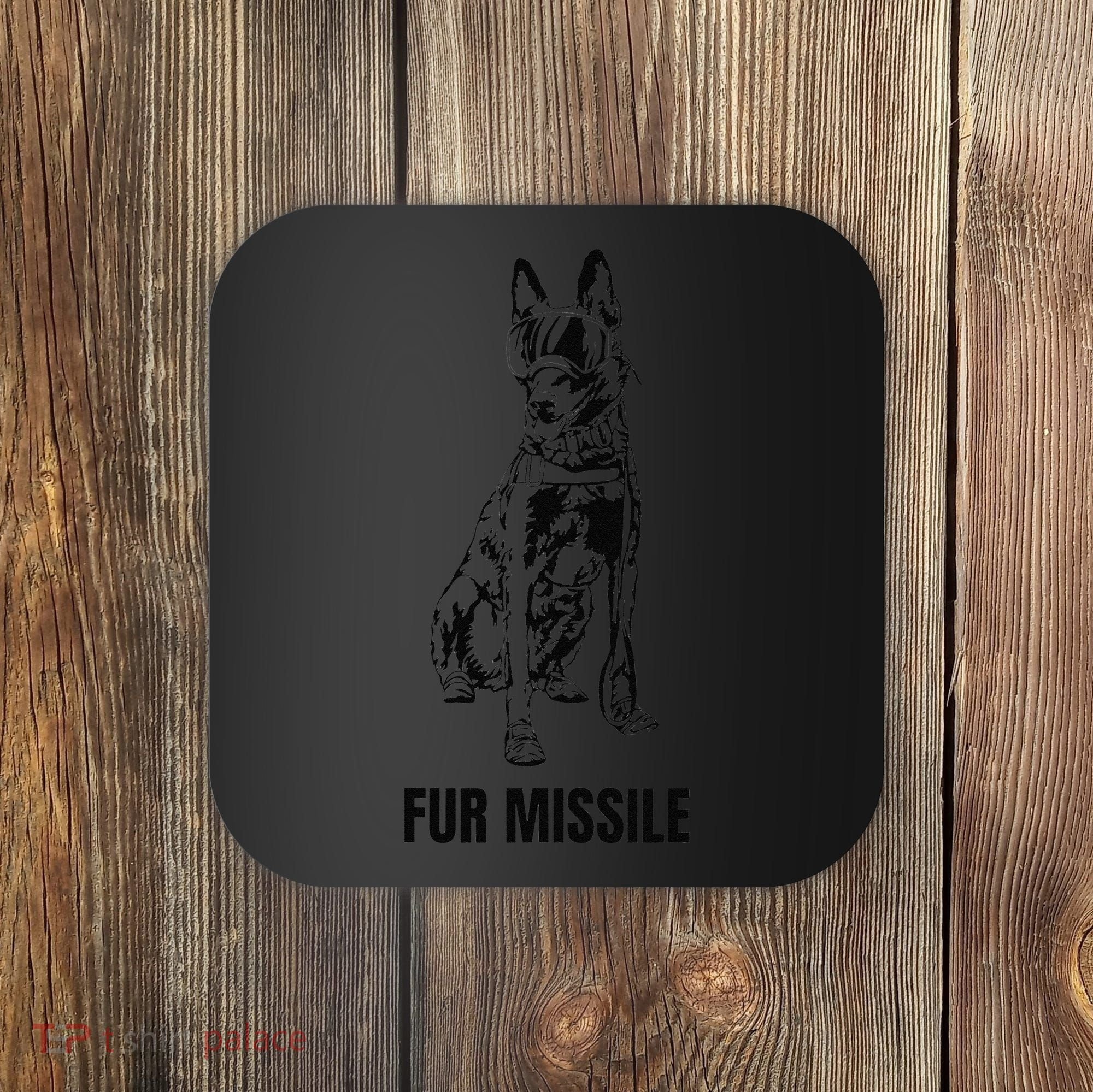Fur Missile Funny Black Belgian Malinois Dog Coaster