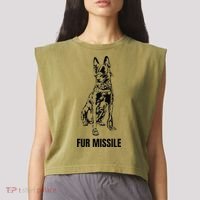 Fur Missile Funny Black Belgian Malinois Dog Garment-Dyed Women's Muscle Tee thumb 2