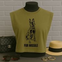Fur Missile Funny Black Belgian Malinois Dog Garment-Dyed Women's Muscle Tee thumb 3