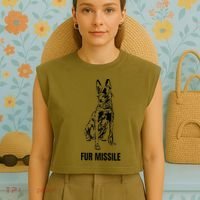 Fur Missile Funny Black Belgian Malinois Dog Garment-Dyed Women's Muscle Tee thumb 4