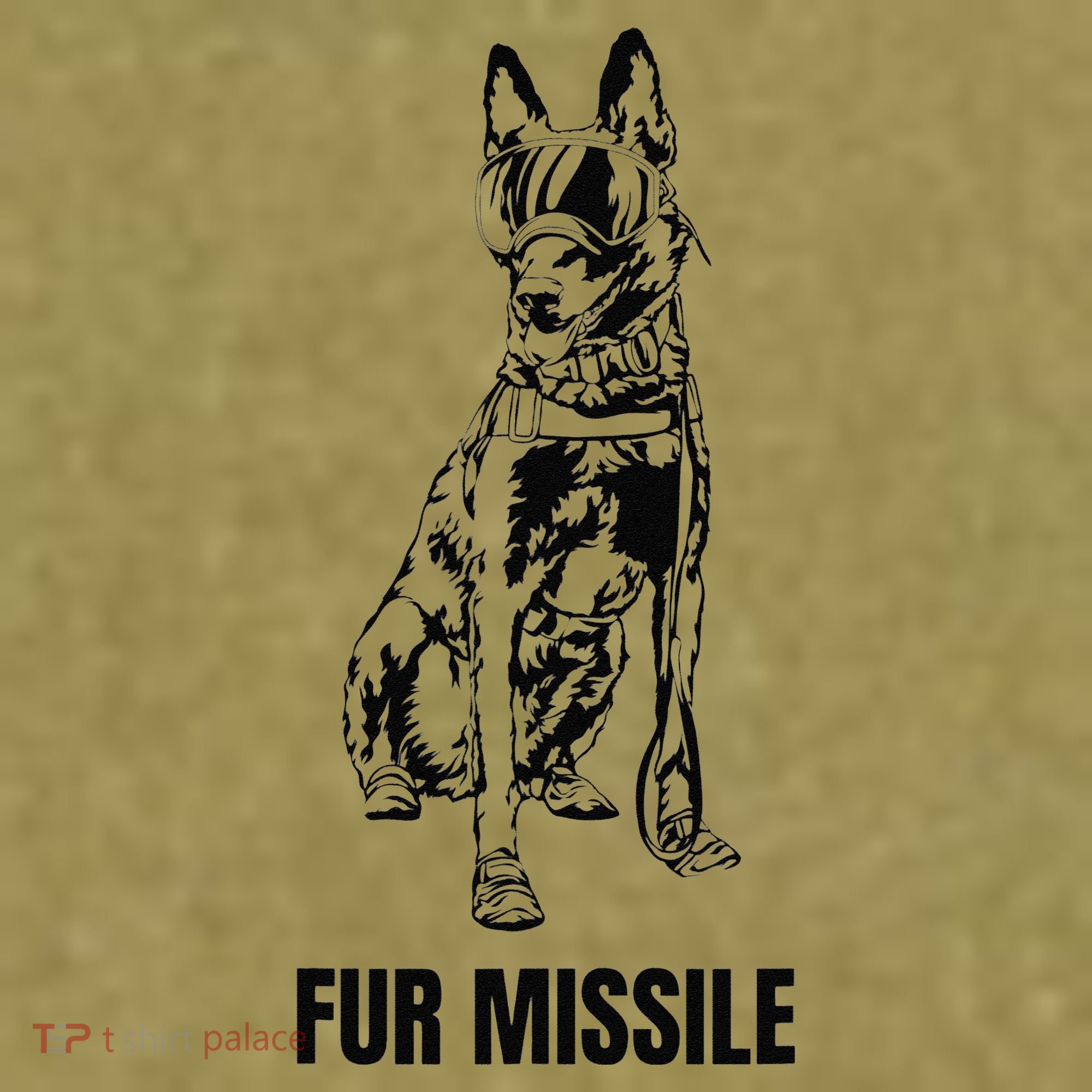 Fur Missile Funny Black Belgian Malinois Dog Garment-Dyed Women's Muscle Tee
