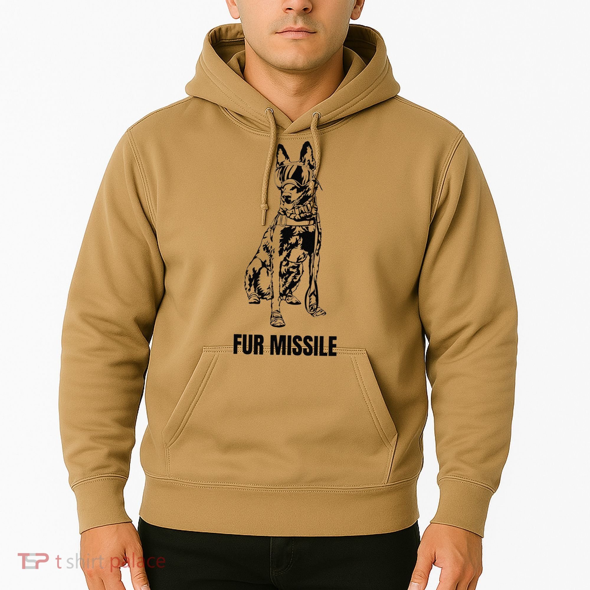Fur Missile Funny Black Belgian Malinois Dog Hoodie