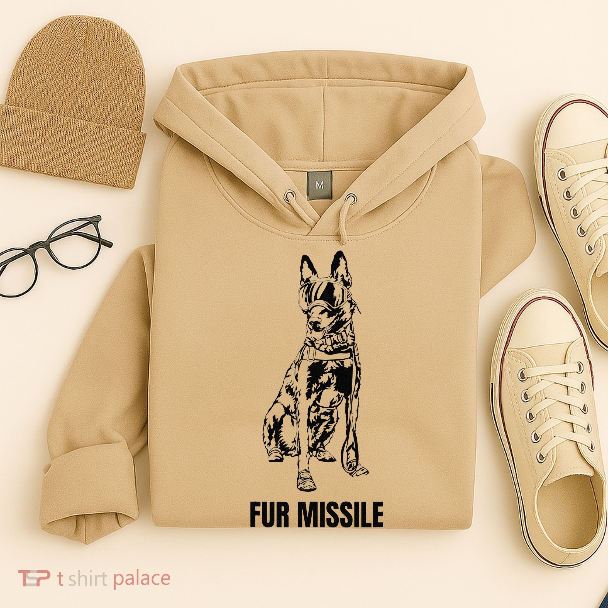 Fur Missile Funny Black Belgian Malinois Dog Hoodie