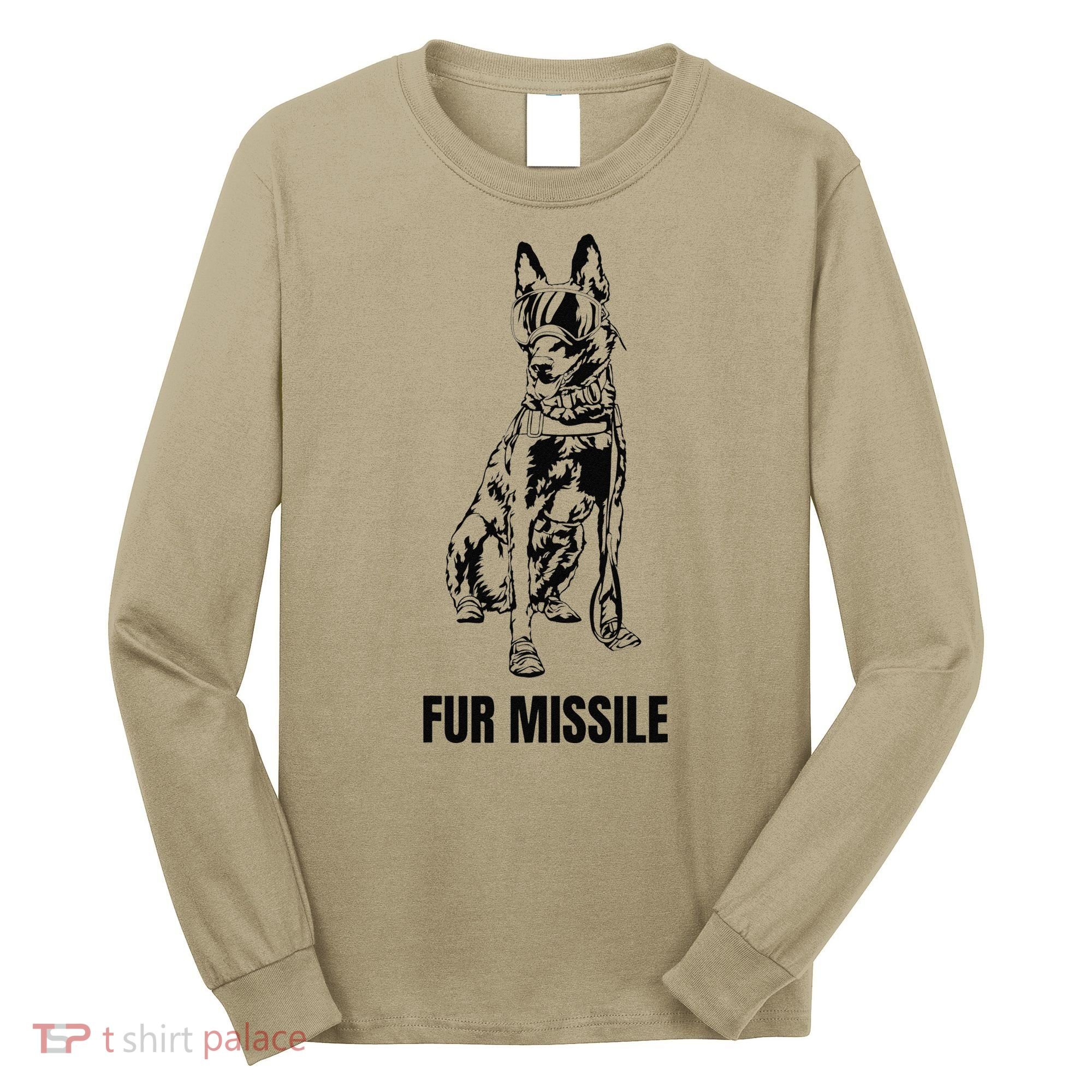 Fur Missile Funny Black Belgian Malinois Dog Long Sleeve Shirt