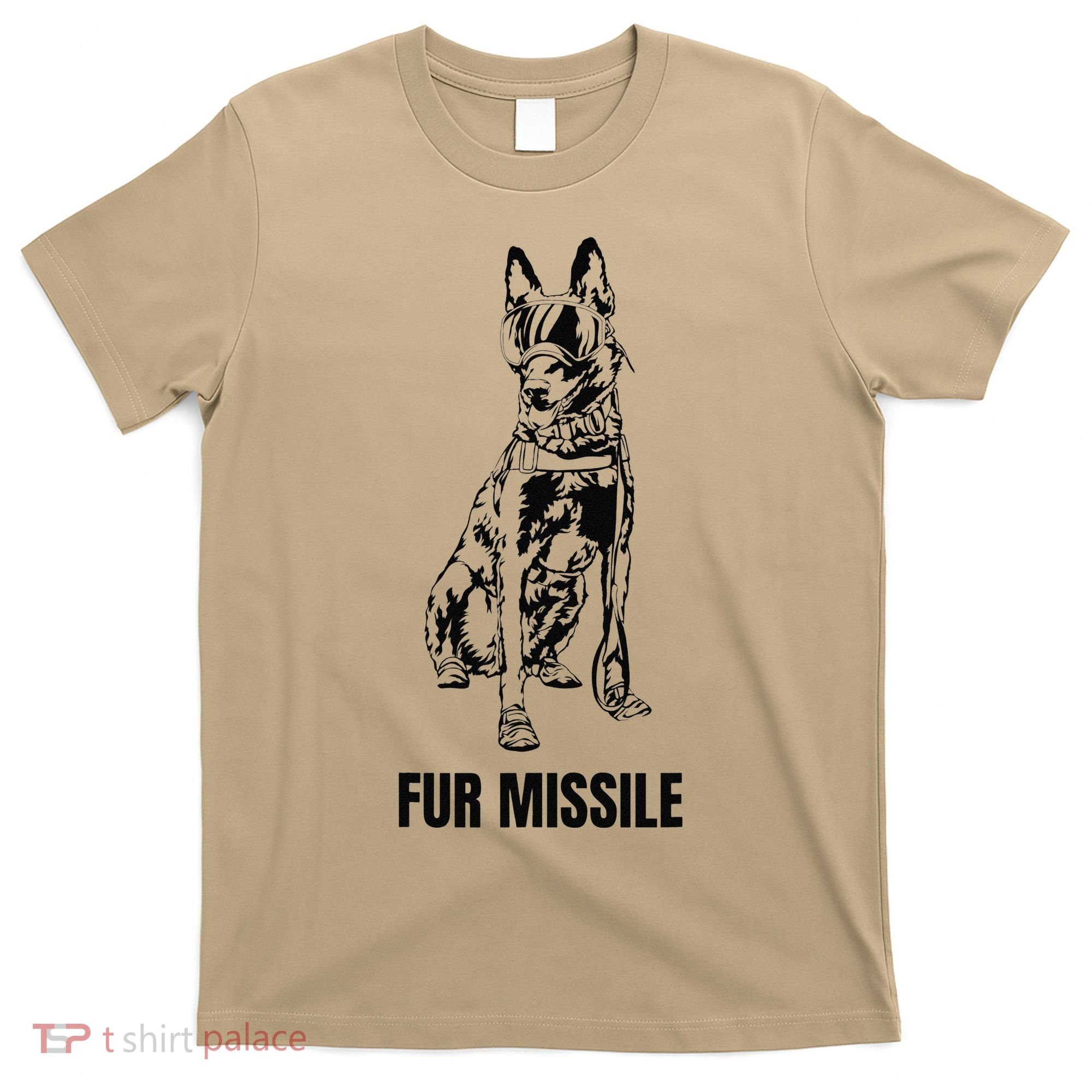 Fur Missile Funny Black Belgian Malinois Dog T-Shirt