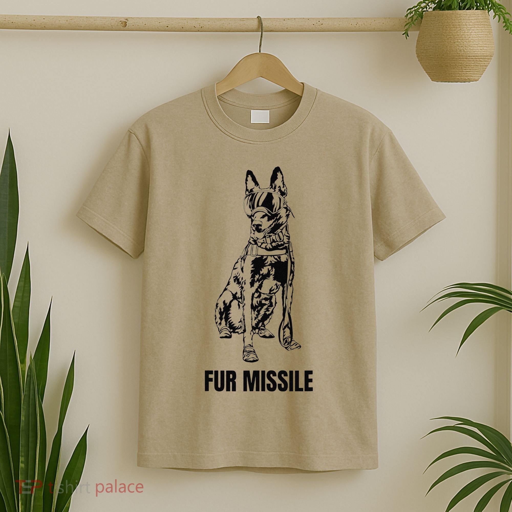 Fur Missile Funny Black Belgian Malinois Dog T-Shirt