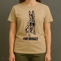 Fur Missile Funny Black Belgian Malinois Dog T-Shirt thumb 4