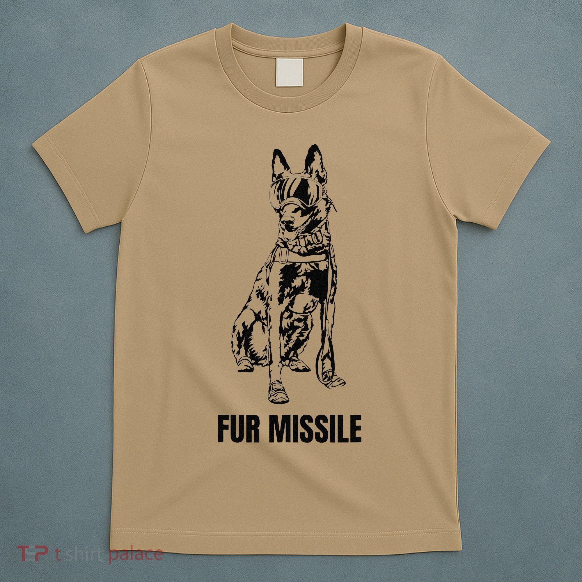 Fur Missile Funny Black Belgian Malinois Dog T-Shirt