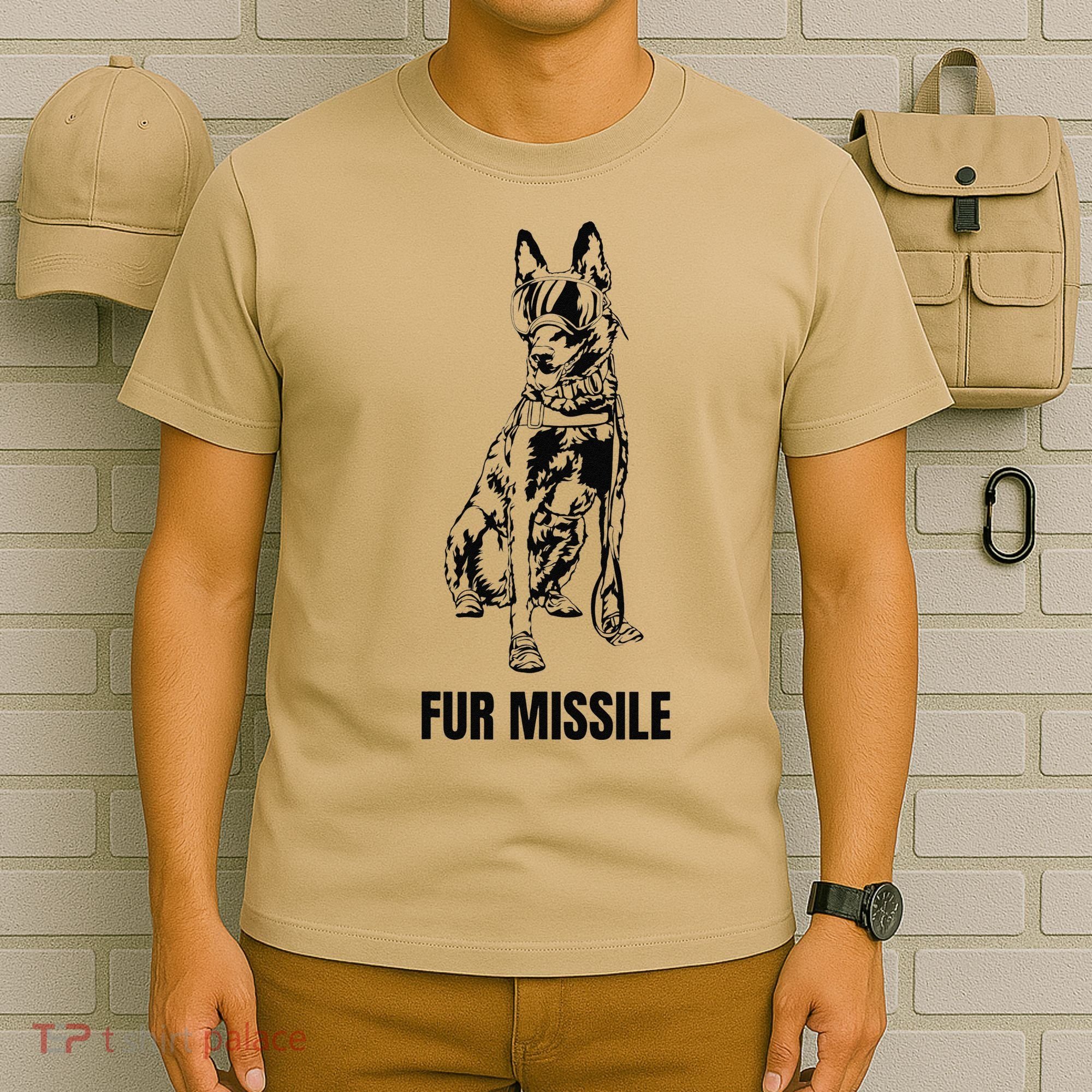Fur Missile Funny Black Belgian Malinois Dog T-Shirt