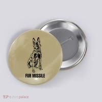 Fur Missile Funny Black Belgian Malinois Dog Button thumb 0