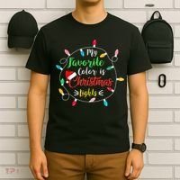 Funny My Favorite Color Is Christmas Lights T-Shirt thumb 6