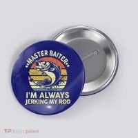 Fishing Masterbaiter Funny Bass Dad Button thumb 0