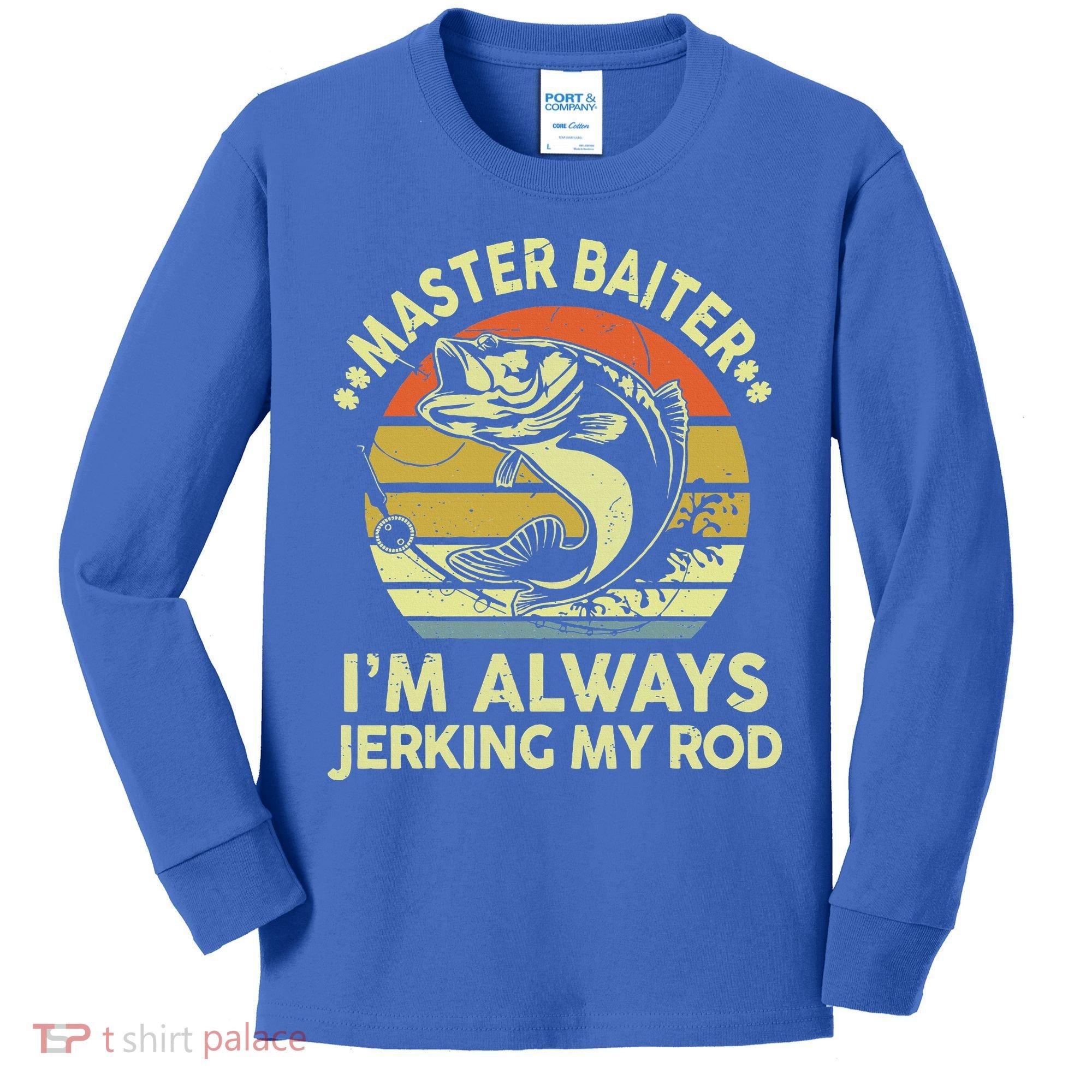Fishing Masterbaiter Funny Bass Dad Kids Long Sleeve Shirt