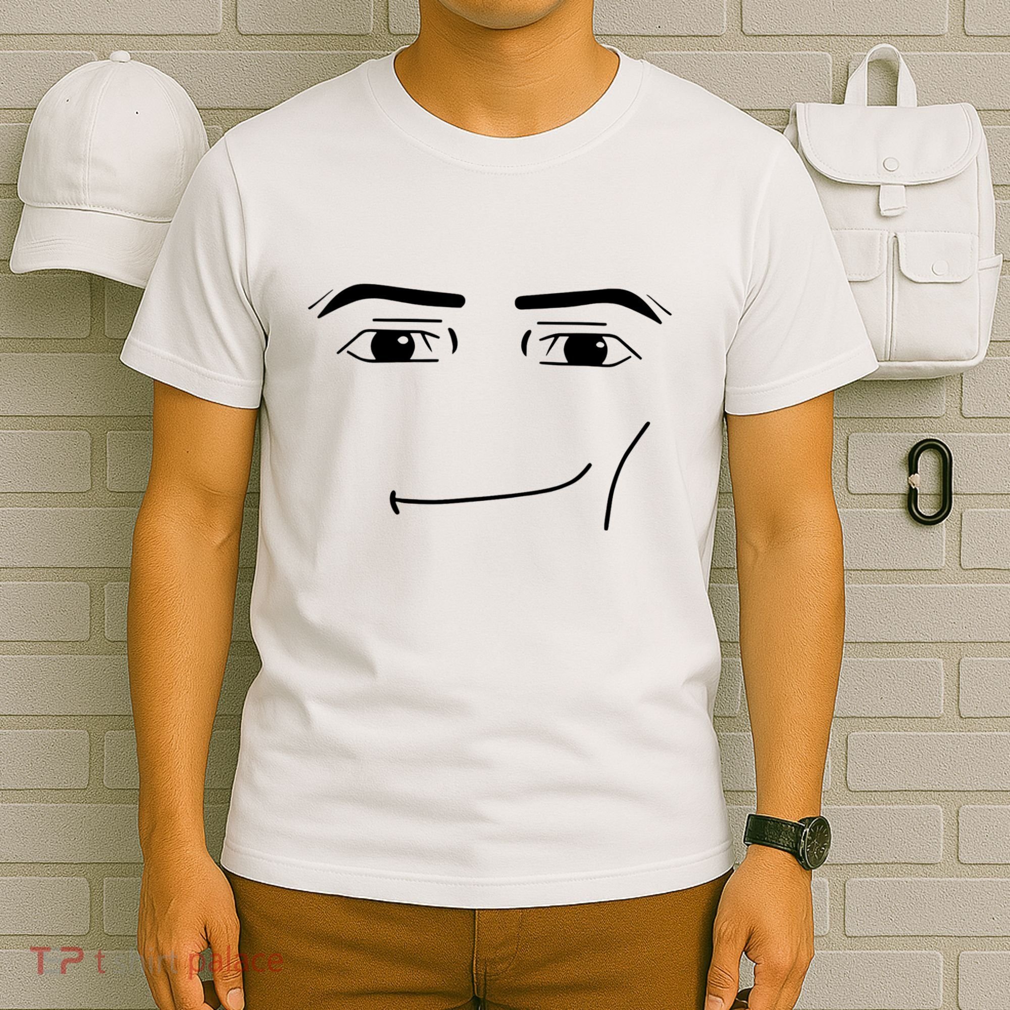 Foblox Man Face Meme Funny Costume Tees T-Shirt