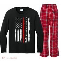 Firefighter Mom Firefighter Kids Long Sleeve Plaid Pajama Set thumb 0
