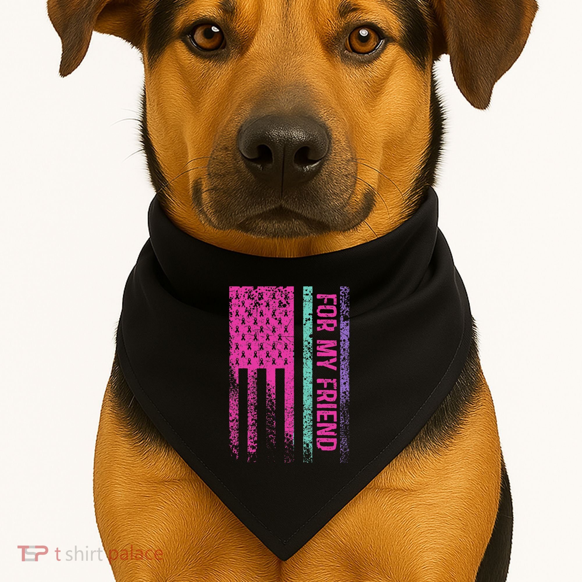 For My Friend Thyroid Cancer Awareness USA-Made Doggie Bandana