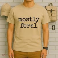 Funny Mostly Feral Party Animal T-Shirt thumb 6