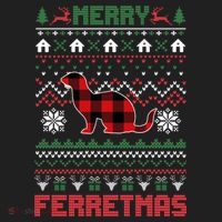 Funny Merry Ferretmas Ugly Christmas Sweater Ferret Santa Women's Sweatshirt thumb 2