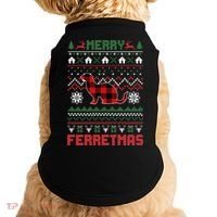 Funny Merry Ferretmas Ugly Christmas Sweater Ferret Santa Doggie Tank thumb 0