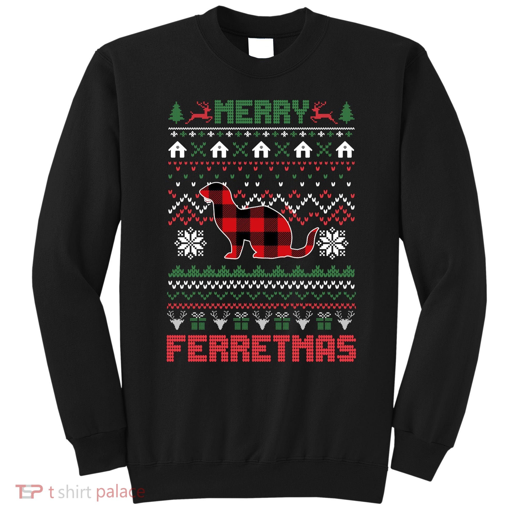 Funny Merry Ferretmas Ugly Christmas Sweater Ferret Santa Sweatshirt
