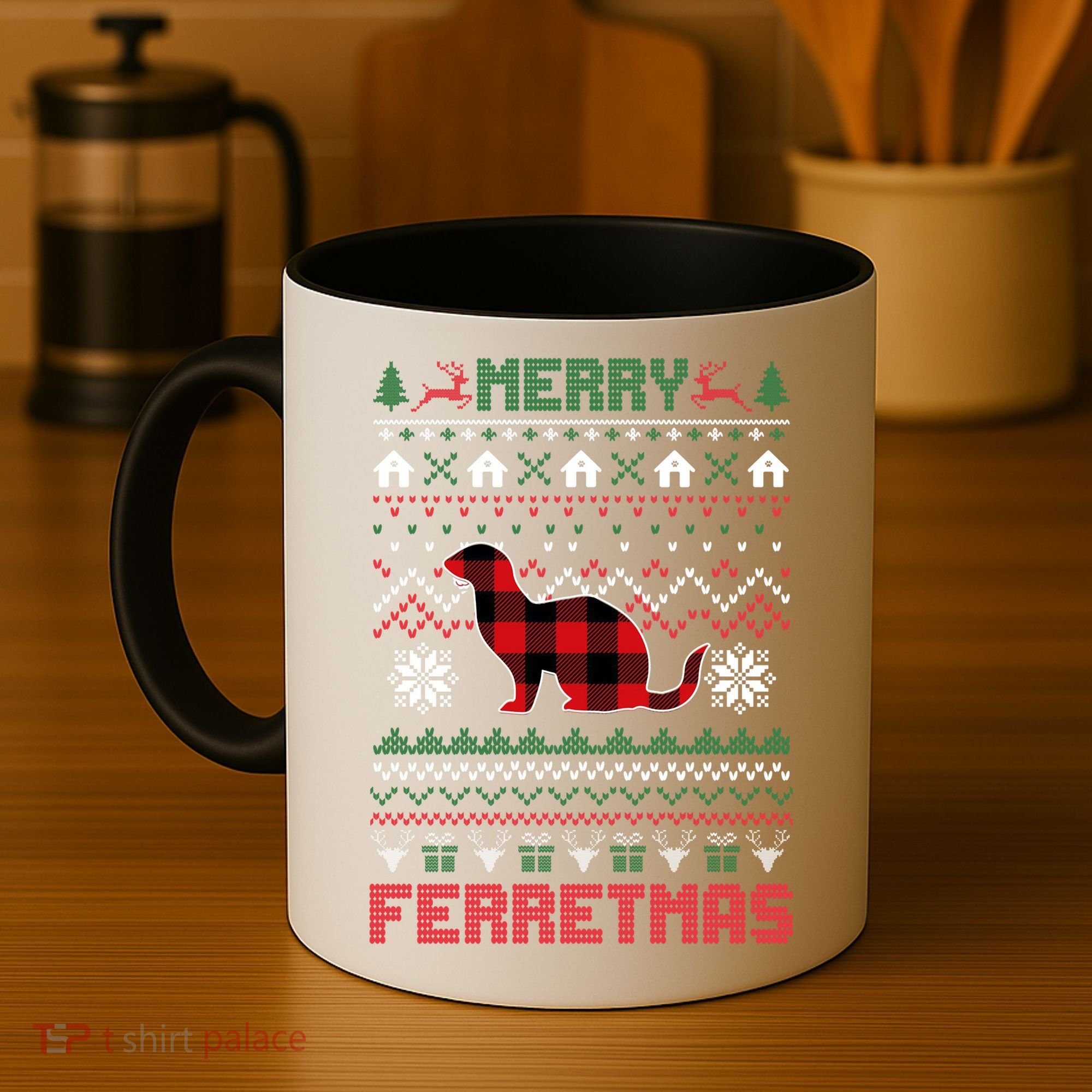 Funny Merry Ferretmas Ugly Christmas Sweater Ferret Santa Coffee Mug