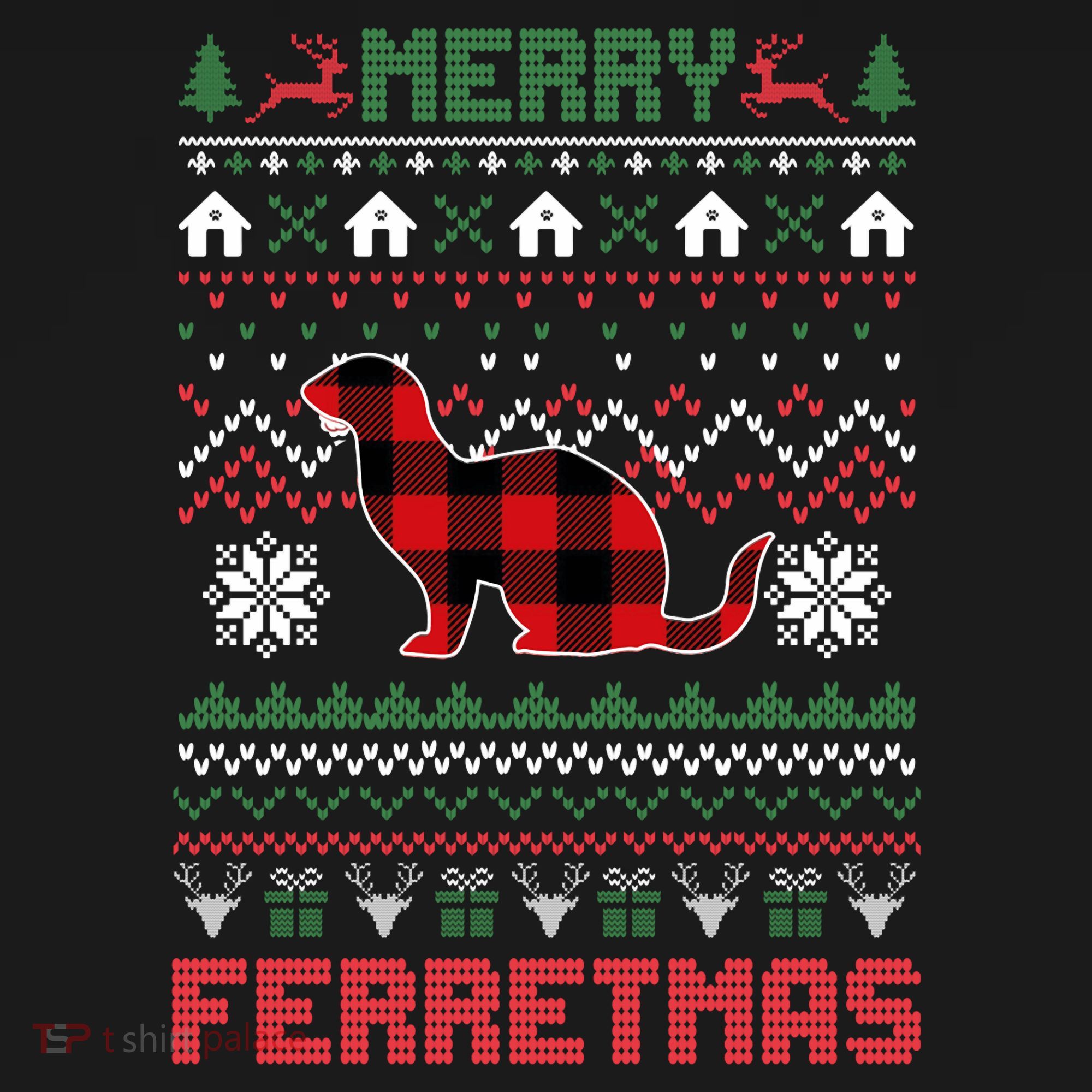 Funny Merry Ferretmas Ugly Christmas Sweater Ferret Santa Mousepad