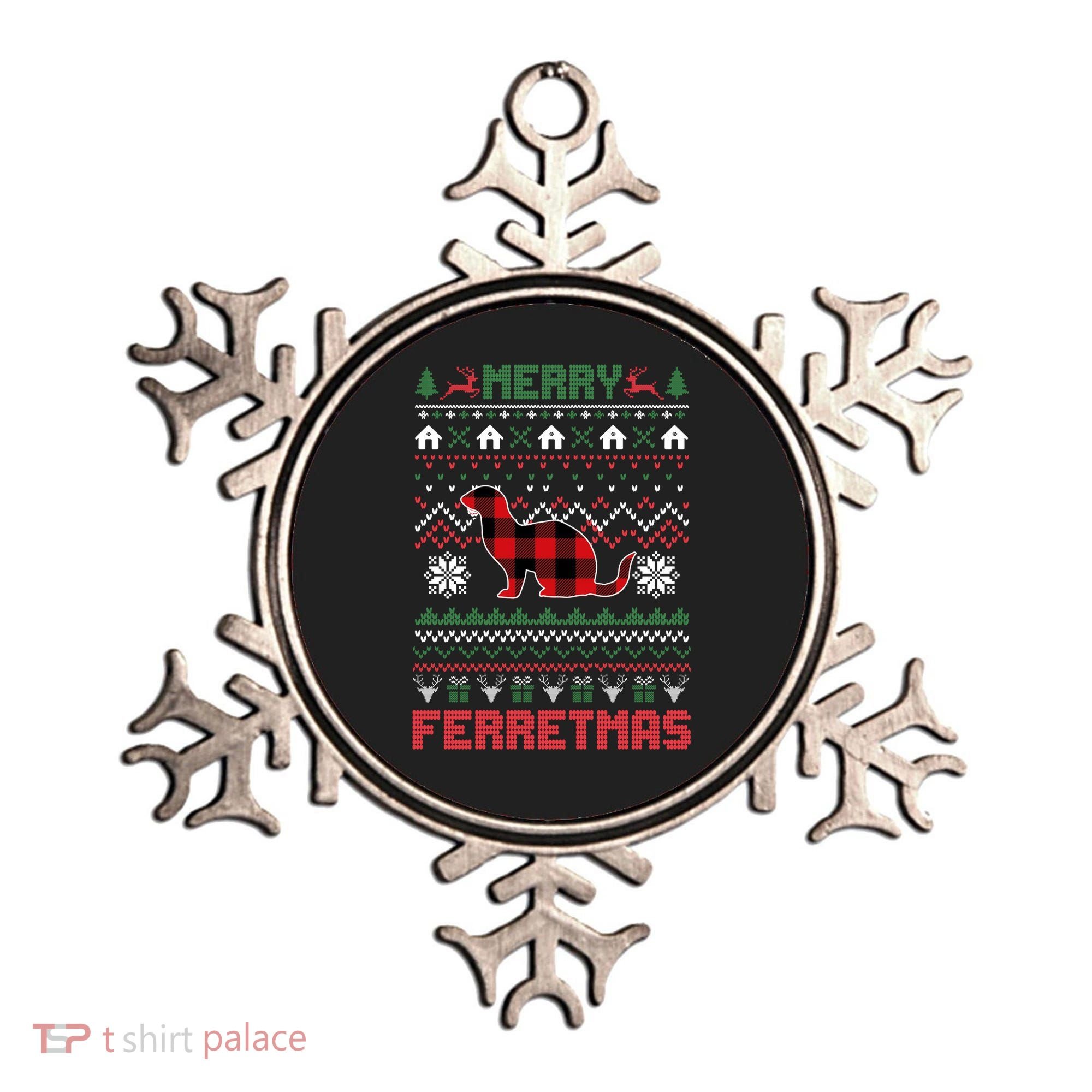 Funny Merry Ferretmas Ugly Christmas Sweater Ferret Santa Ornament