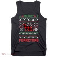 Funny Merry Ferretmas Ugly Christmas Sweater Ferret Santa Tank Top thumb 0