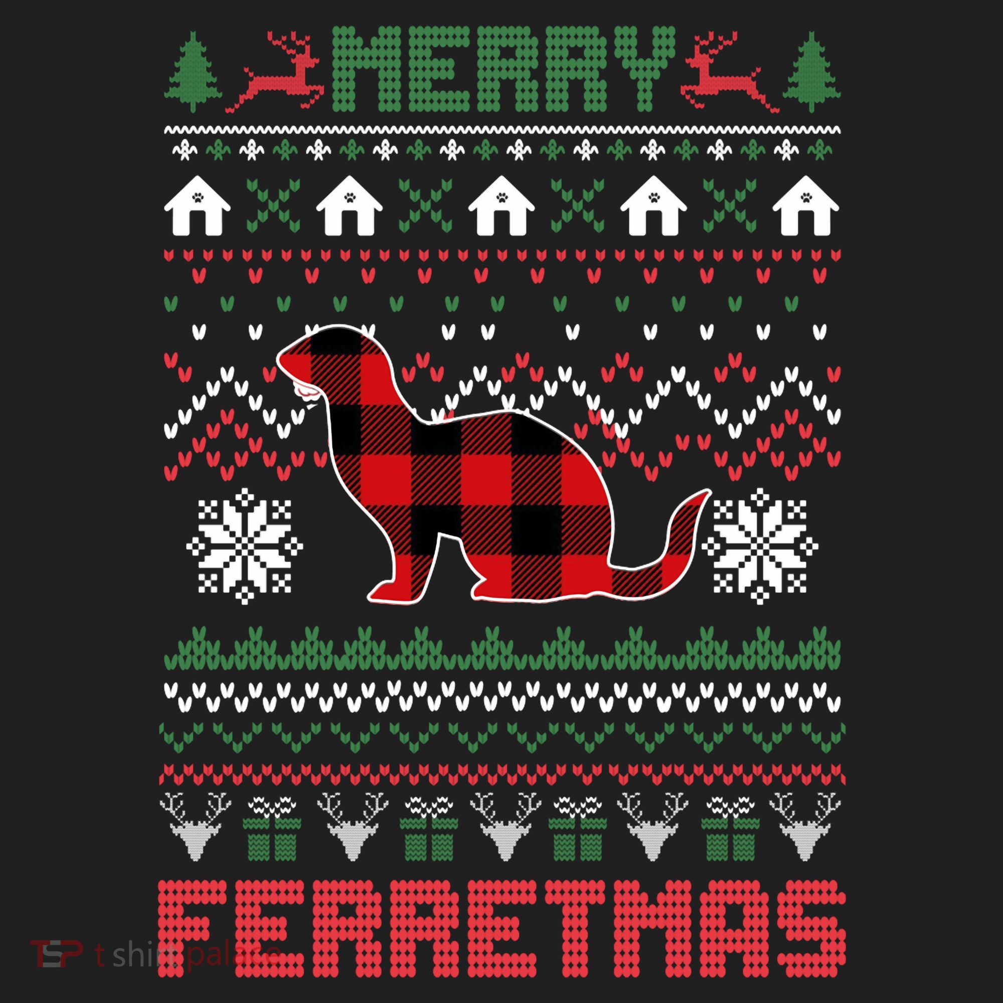 Funny Merry Ferretmas Ugly Christmas Sweater Ferret Santa Golf Towel